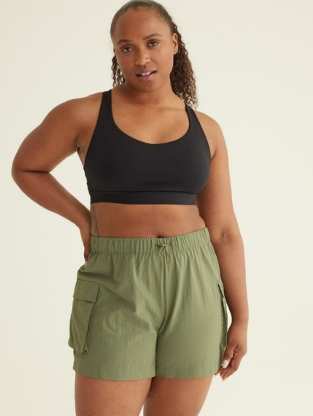 NWOT Hyba Athletic Green Woven Cargo Shorts